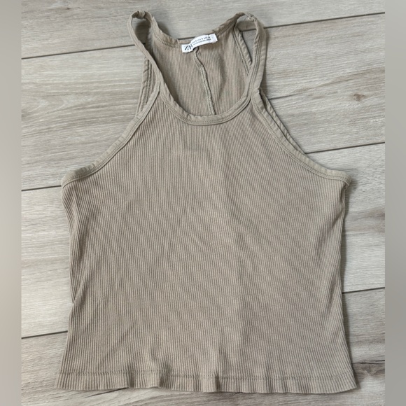 Zara Beige Ribbed Tank Top - Picture 1 of 6